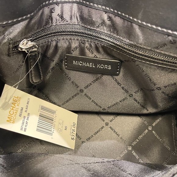 Michael Kors Regina Medium Flap Should Crossbody Bag MK Black Multi - Picture 10 of 12